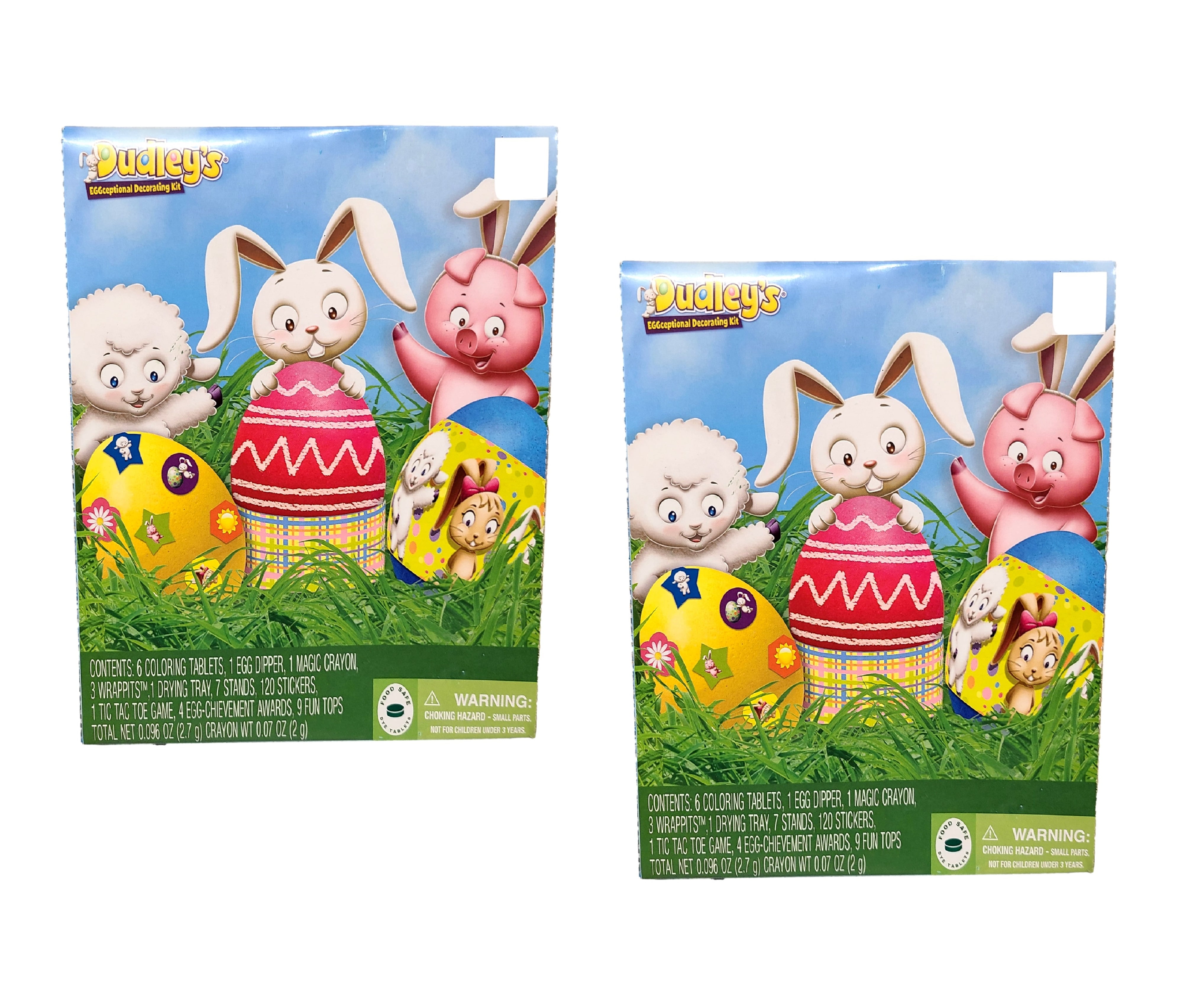 Dudley's Eggceptional Decorating Egg Dye Kit 2 Pack Tic Tac Toe, Egg Wraps, Magic Crayon (2 Pack