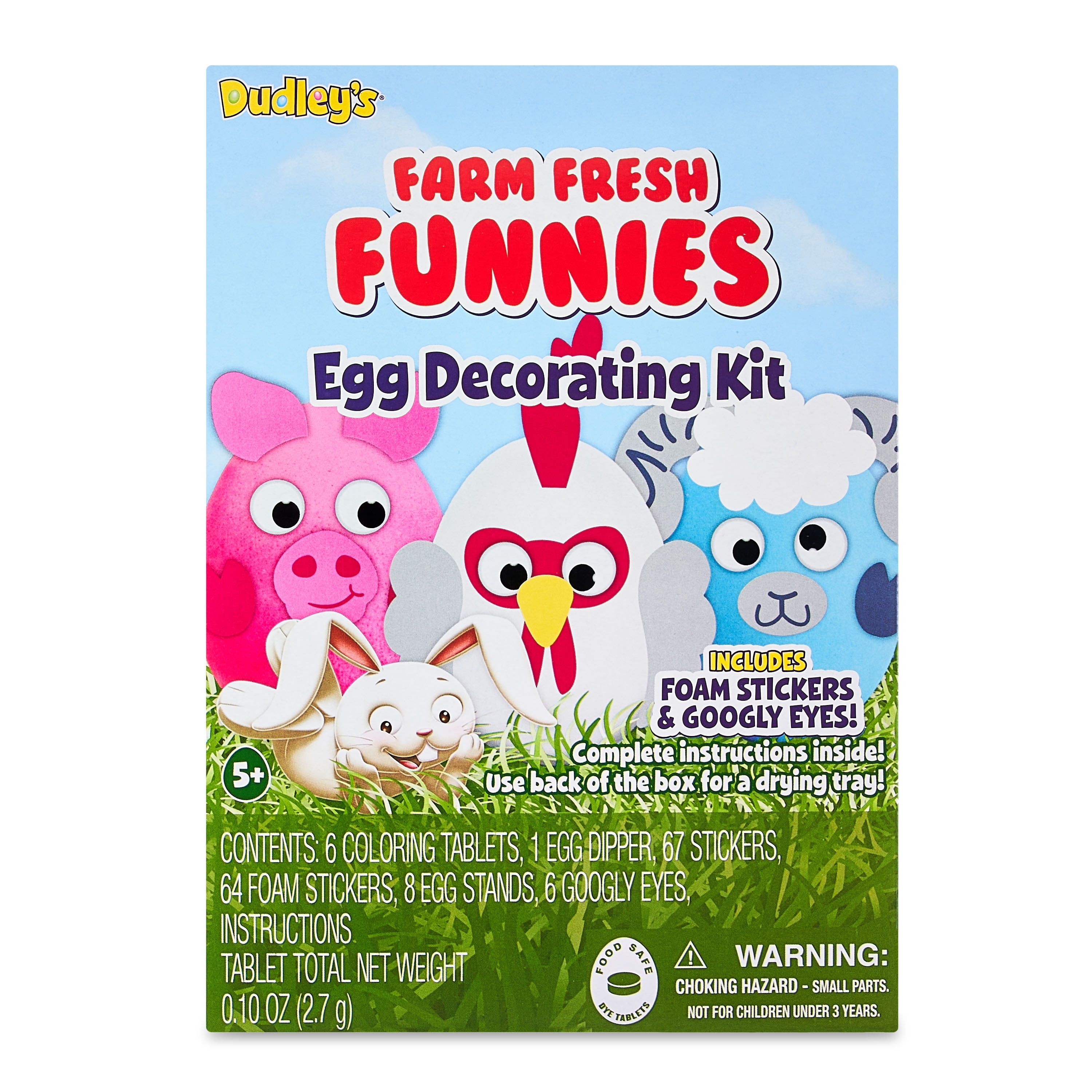 Dudley's Farm Fresh Funnies, Egg Decorating Kit, Easter, Stickers