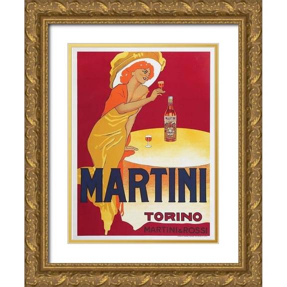 Dudovich, Marcello 25x32 Gold Ornate Wood Framed with Double Matting Museum Art Print Titled - Martini