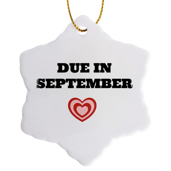 3drose, Due in September, 3 inch Snowflake Porcelain Ornament