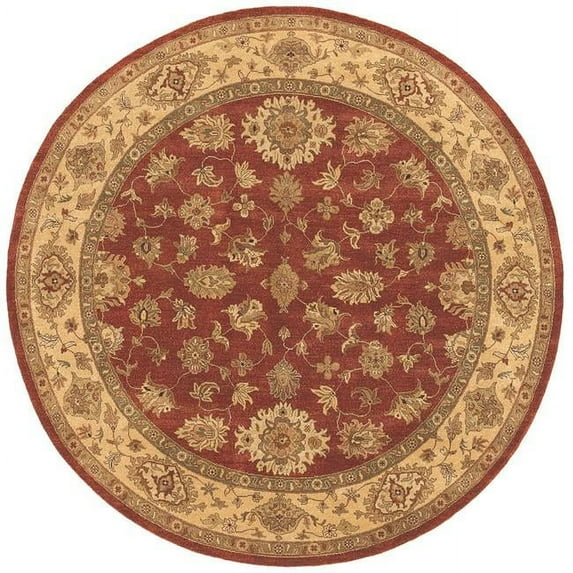 Due Process Stable Trading Amritsar Mahal Wood Rose & Gold Round Area Rug, 6 x 6 ft.