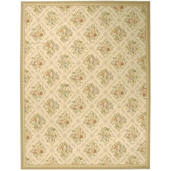Due Process Stable Trading Aubusson Arras Ivory & Beige Area Rug, 2.06 x 12 ft.