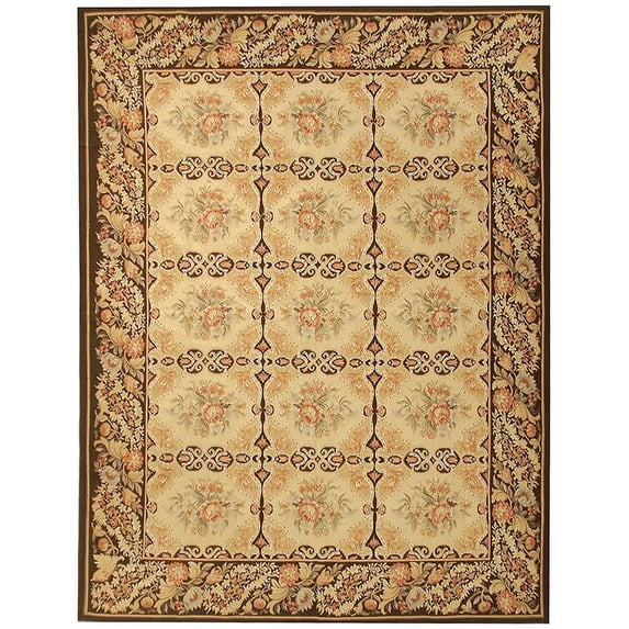 Due Process Stable Trading Aubusson Avignon Gold & Dark Brown Area Rug, 2.06 x 4 ft.