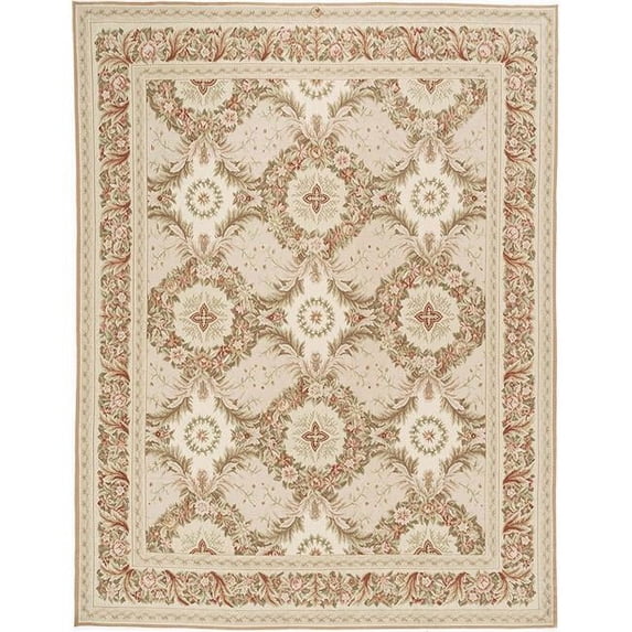 Due Process Stable Trading Aubusson Gueret Pink & Cream Area Rug, 2.06 x 12 ft.