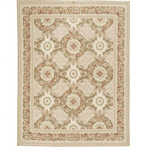 Due Process Stable Trading Aubusson Gueret Pink & Cream Square Area Rug, 6 x 6 ft.
