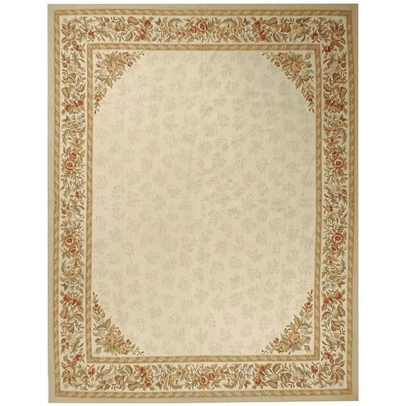 Due Process Stable Trading Aubusson Rennes Ivory & Ivory Area Rug, 3 x 5 ft.