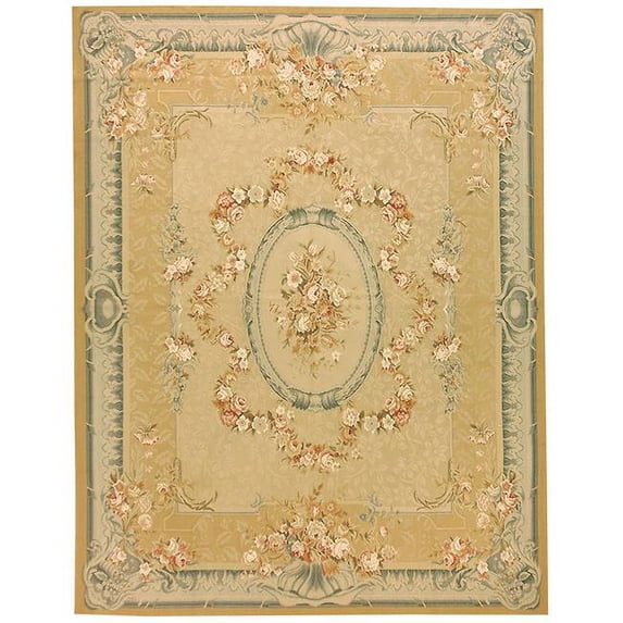 Due Process Stable Trading Aubusson Versailles Gold & Blue Area Rug, 5 x 8 ft.