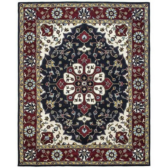 Due Process Stable Trading Company Mogul Hand-Tufted Blue/Red Area Rug