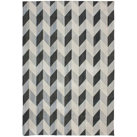 Due Process Stable Trading Flatweave Herringbone Black & Coffee Area Rug, 4 x 6 ft.