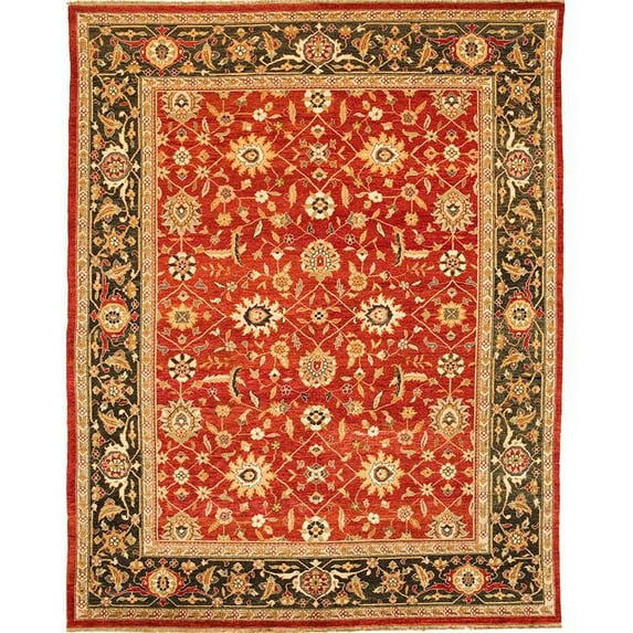 Due Process Stable Trading Jinan Bidjar Red & Dark Green Area Rug, 6 x 9 ft.