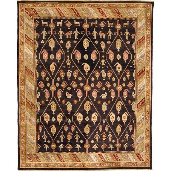Due Process Stable Trading Jinan Kuba Brown & Gold Area Rug, 12 x 20 ft.