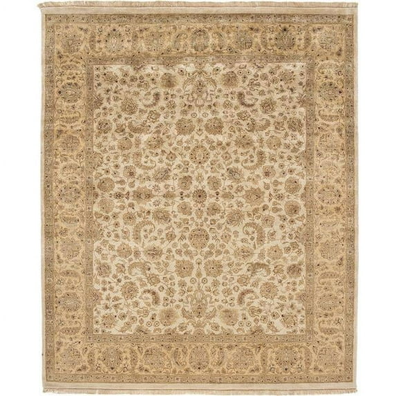 Due Process Stable Trading Kashmir Kashan Beige & Gold Area Rug, 6 x 9 ft.