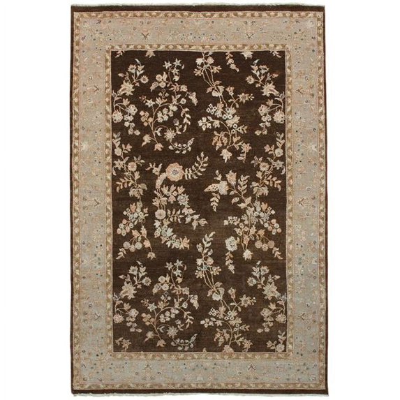 Due Process Stable Trading Madras Oxford Brown & Beige Area Rug, 8 x 10 ft.