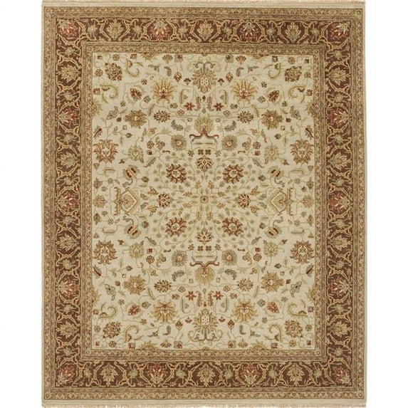 Due Process Stable Trading Mirzapur Kashan Ivory & Brown Area Rug, 2.6 x 6 ft.