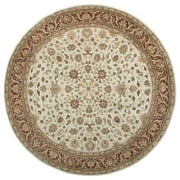 Due Process Stable Trading Mirzapur Kashan Ivory & Brown Round Area Rug, 12 x 12 ft.