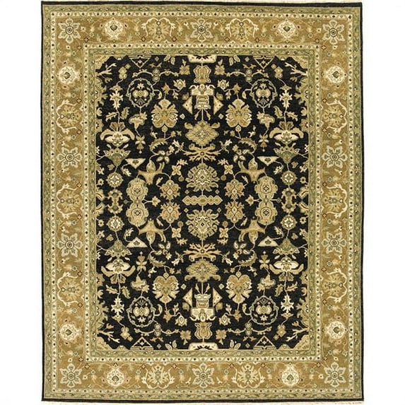 Due Process Stable Trading Mirzapur Mahal Black & Dark Gold Area Rug, 4 x 6 ft.