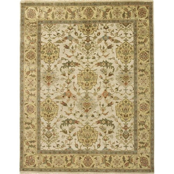 Due Process Stable Trading Mirzapur Shield Ivory & Light Gold Area Rug, 2.6 x 10 ft.