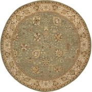 Due Process Stable Trading Mirzapur Tabriz Turquoise & Ivory Round Area Rug, 12 x 12 ft.