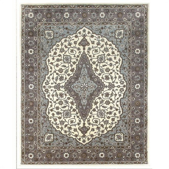 Due Process Stable Trading Tufted Mohtesham Covered FIeld Ivory & Frost Grey Area Rug - 8 x 10 ft.