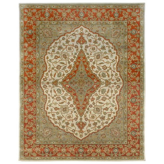 Due Process Stable Trading Tufted Mohtesham Covered Field Ivory & Rust Area Rug, 9.06 x 13.06 ft.