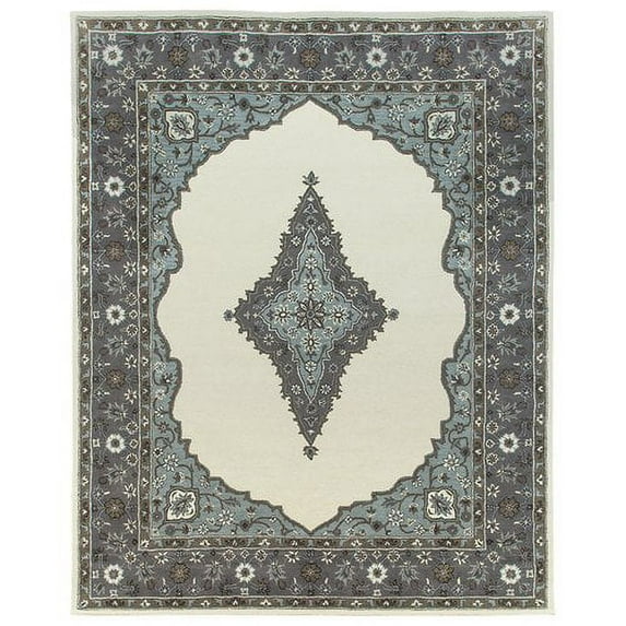 Due Process Stable Trading Tufted Mohtesham Open Field Ivory & Frost Grey Square Area Rug, 10 x 10 ft.