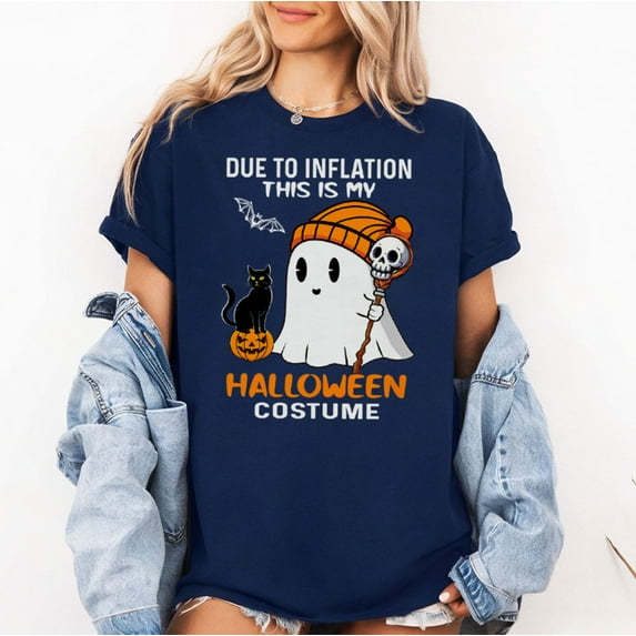 Due to Inflation My Halloween Costume Ghost cat Pumpkin T-Shirt, Fullsizes S-5XL Multicolors T-Shirt