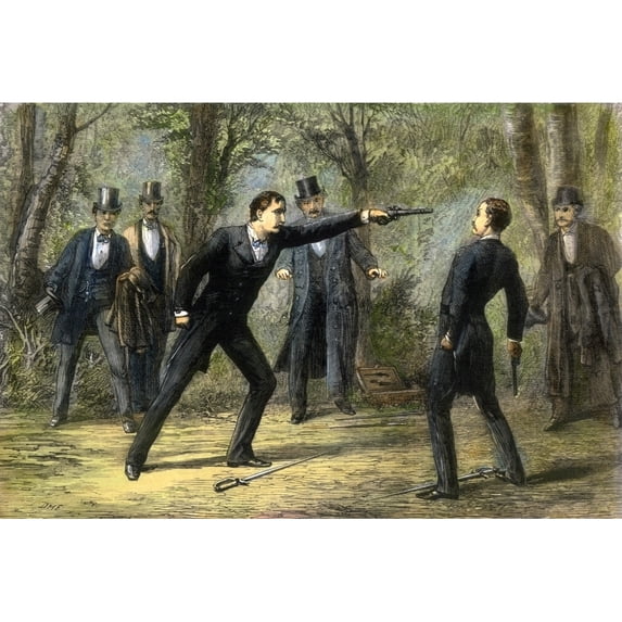 Duel 1874. Nscene From The Play 'Led Astray' At The Gaiety Theatre London. Wood Engraving English 1874. Print by