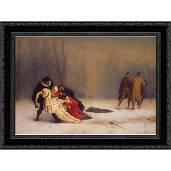 Duel After a Masquerade Ball 24x19 Black Ornate Wood Framed Canvas Art by Gerome, Jean Leon