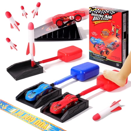 Duel Racer and Rocket 2 in 1 - Rocket Launcher And Toy Car with Ramp Sticker and Finish Line For Kids Aged 5+ Ideal for Outdoor & Indoor Play - Easy To Assemble