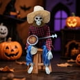 thumbnail image 1 of Dueling Banjo Skeletons,Halloween Animated Dueling Banjo Skeleton,Animated Scarecrow Thanksgiving Decorations Autumn Harvest Day Gifts Halloween Prop Decor for Indoor/Outdoor,Red,With light, 1 of 6