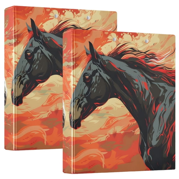 Dueling Horses Round Ring Binder 3 Rings 1.5" Capacity File Storage for A4 Size 1 Pack