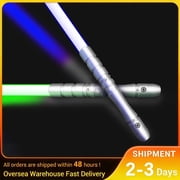Dueling Light Saber, 2 in 1 Double Bladed Silver Glowing Sword for Adults 4 Modes, Loud Sound, FOC, Blaster, Swing, Birthday Gift