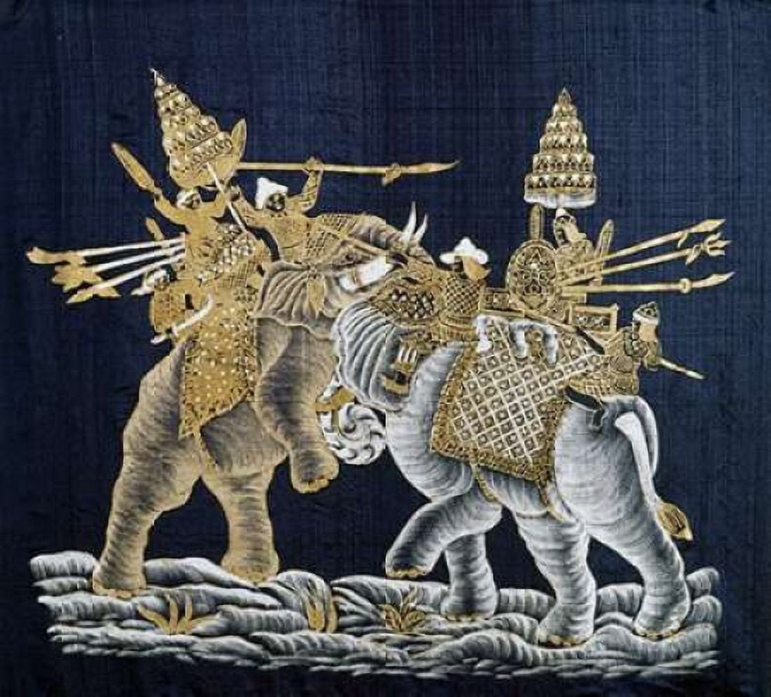 Duelling War Elephants Canvas Art - Surint Limatibul (24 x 24)
