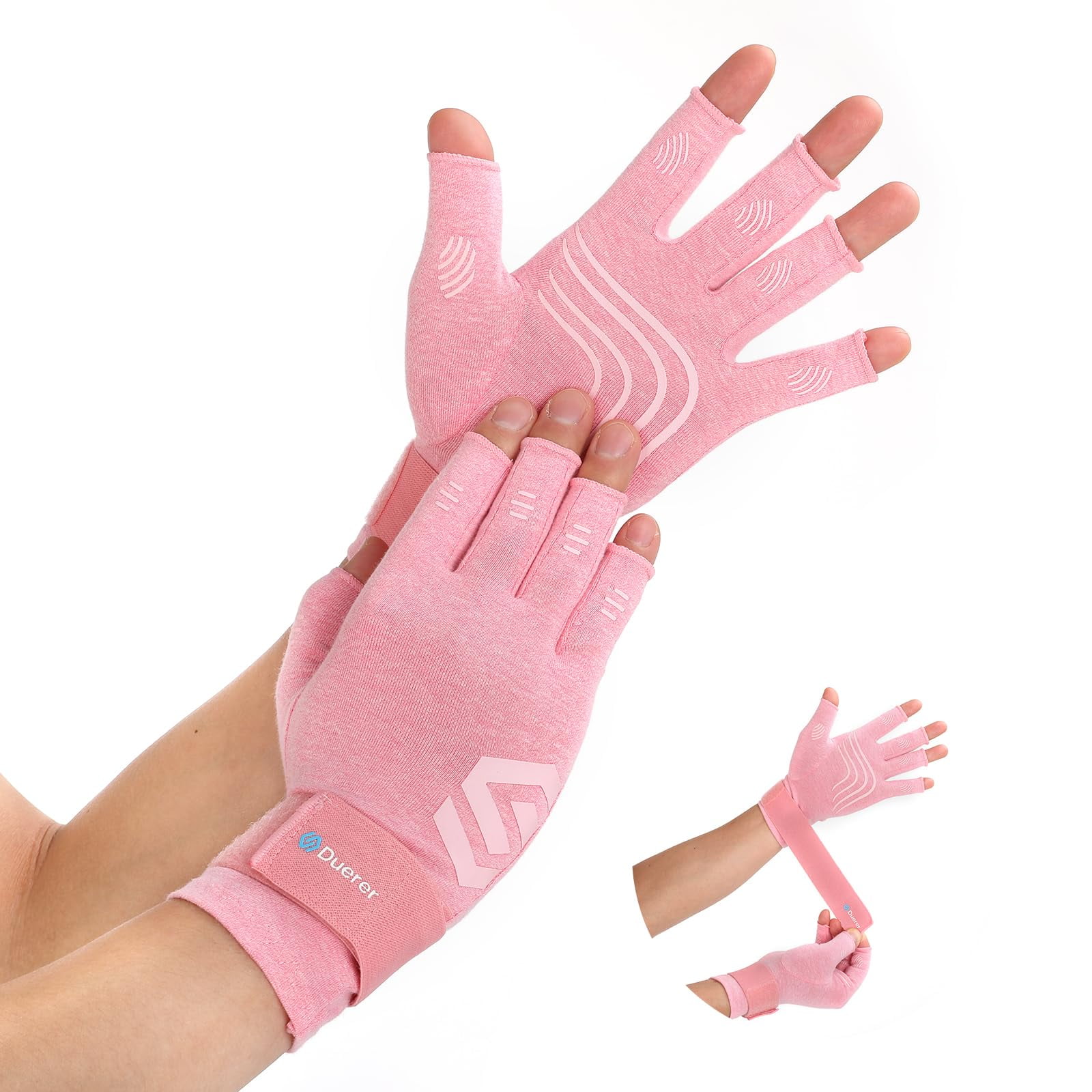 Duerer Arthritis Compression Gloves with Straps, Women Men for RSI, Carpal Tunnel, Rheumatoid