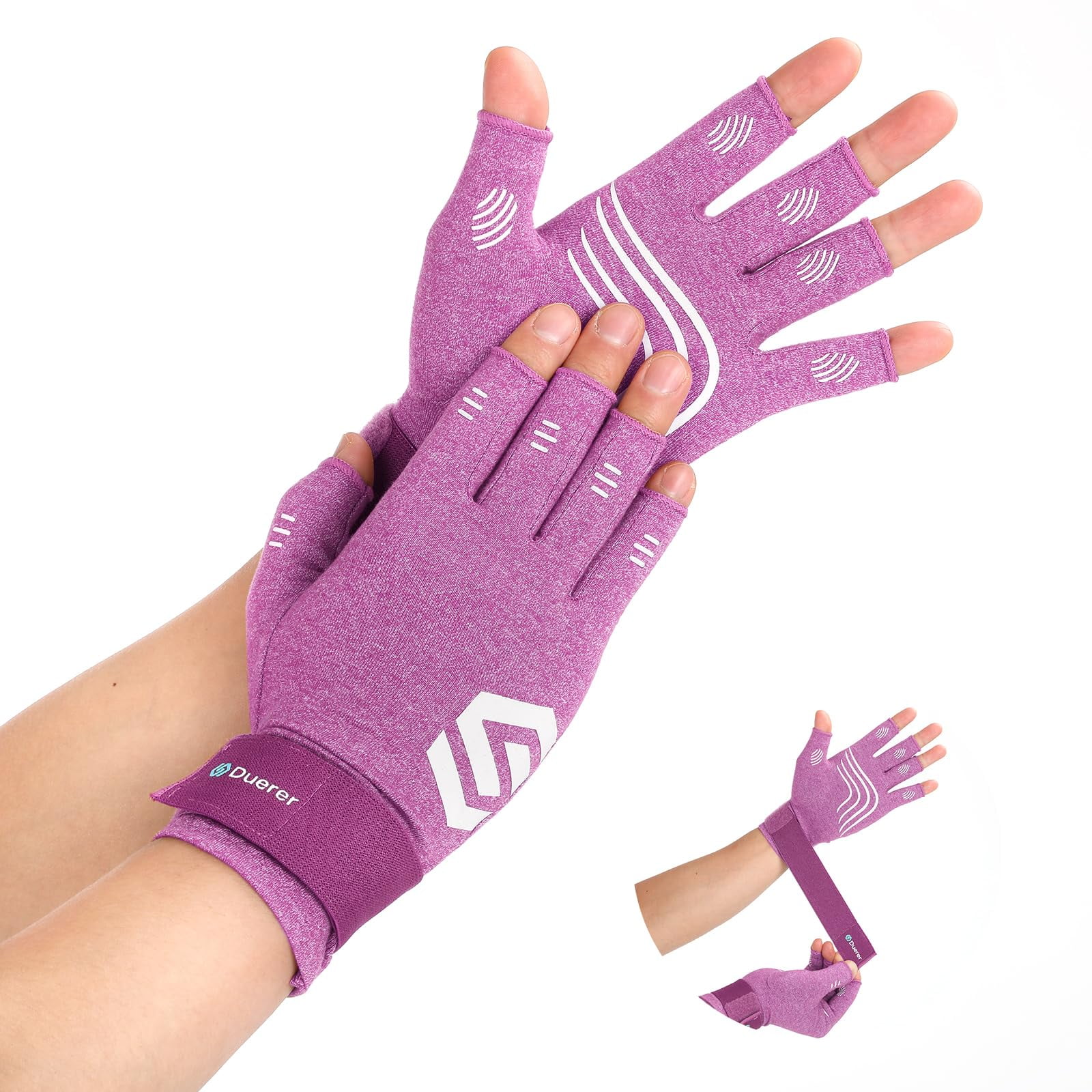 Duerer Arthritis Compression Gloves with Straps, Women Men for RSI, Carpal Tunnel, Rheumatoid