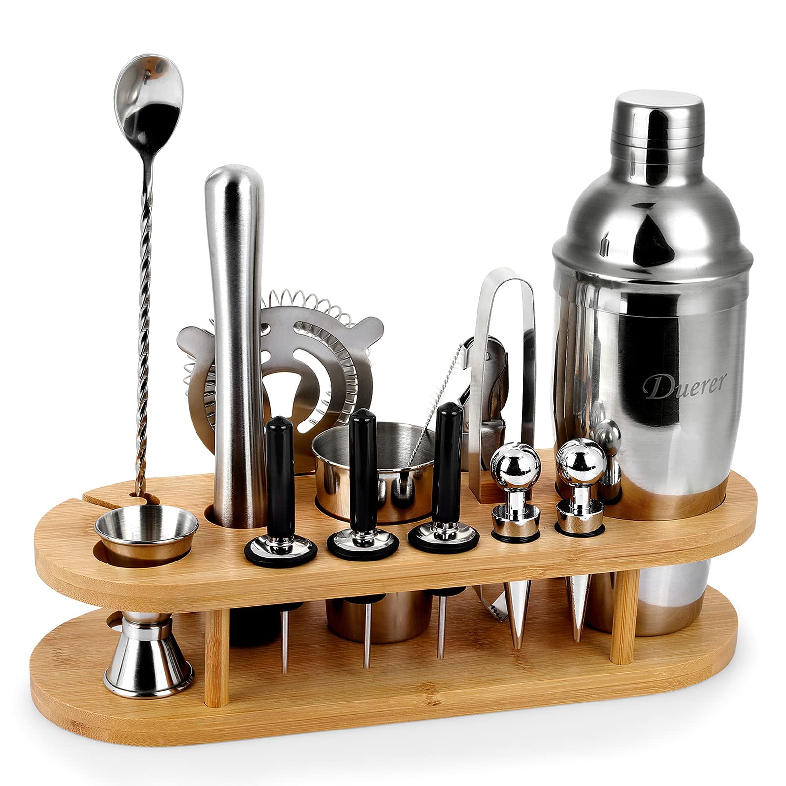 Bartender Kit， 17-Piece Cocktail Shaker Set Acrylic Stand ， For Mixed Drinks  Martini Bar Tools Set Stainless Steel