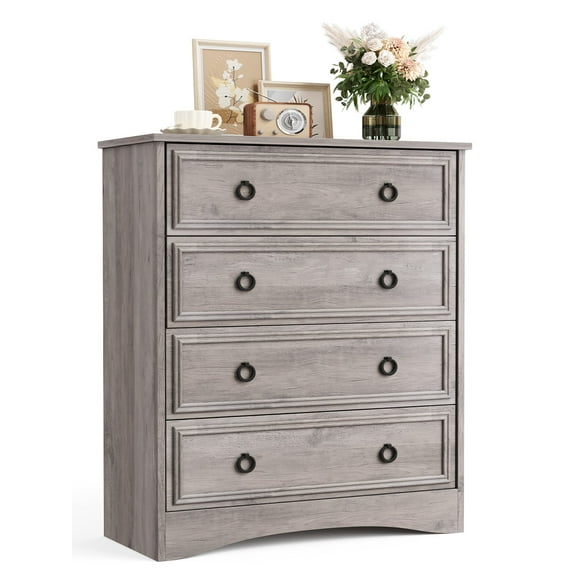 Duerer Modern Drawer Dresser for Bedroom, Living Room, Hallway, Dresser Chest with 4 Drawers, Gray