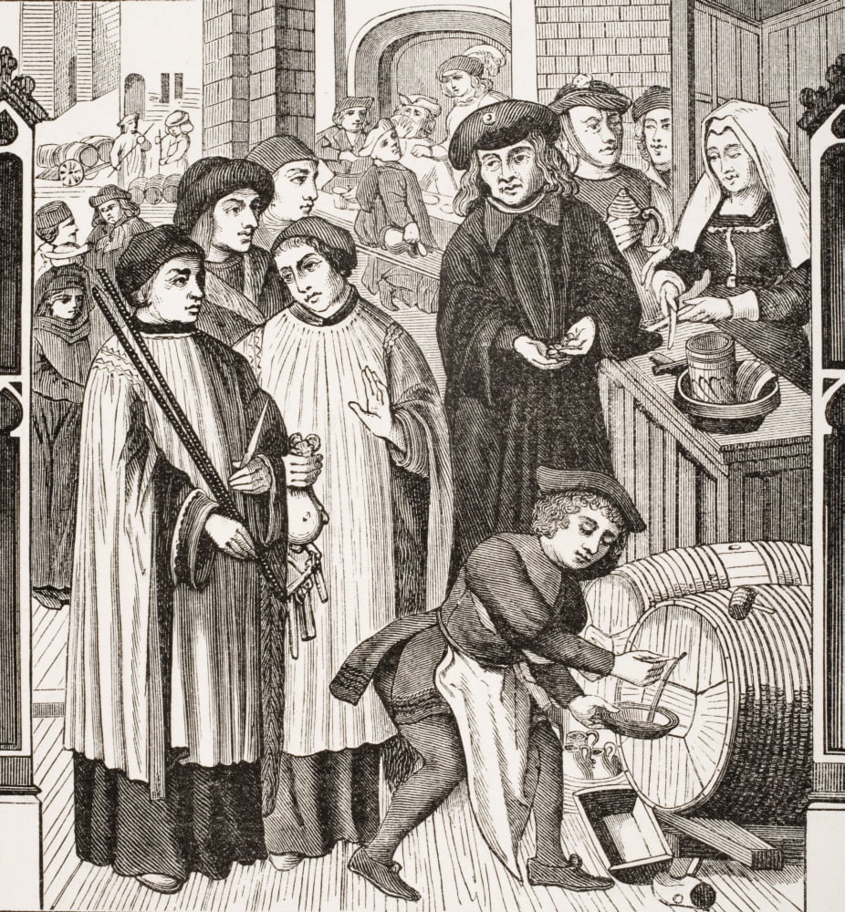 Dues On Wines Granted To The Chapter Of Tournai By King Chilperic From The Windows Of The Cathedral Of Tournai 15Th Century Canvas Art - Ken Welsh Design Pics (14 x 15)