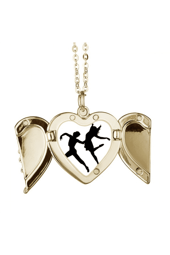 Duet Dance Dancer Sports Performance Folded Wings Peach Heart Pendant Necklace