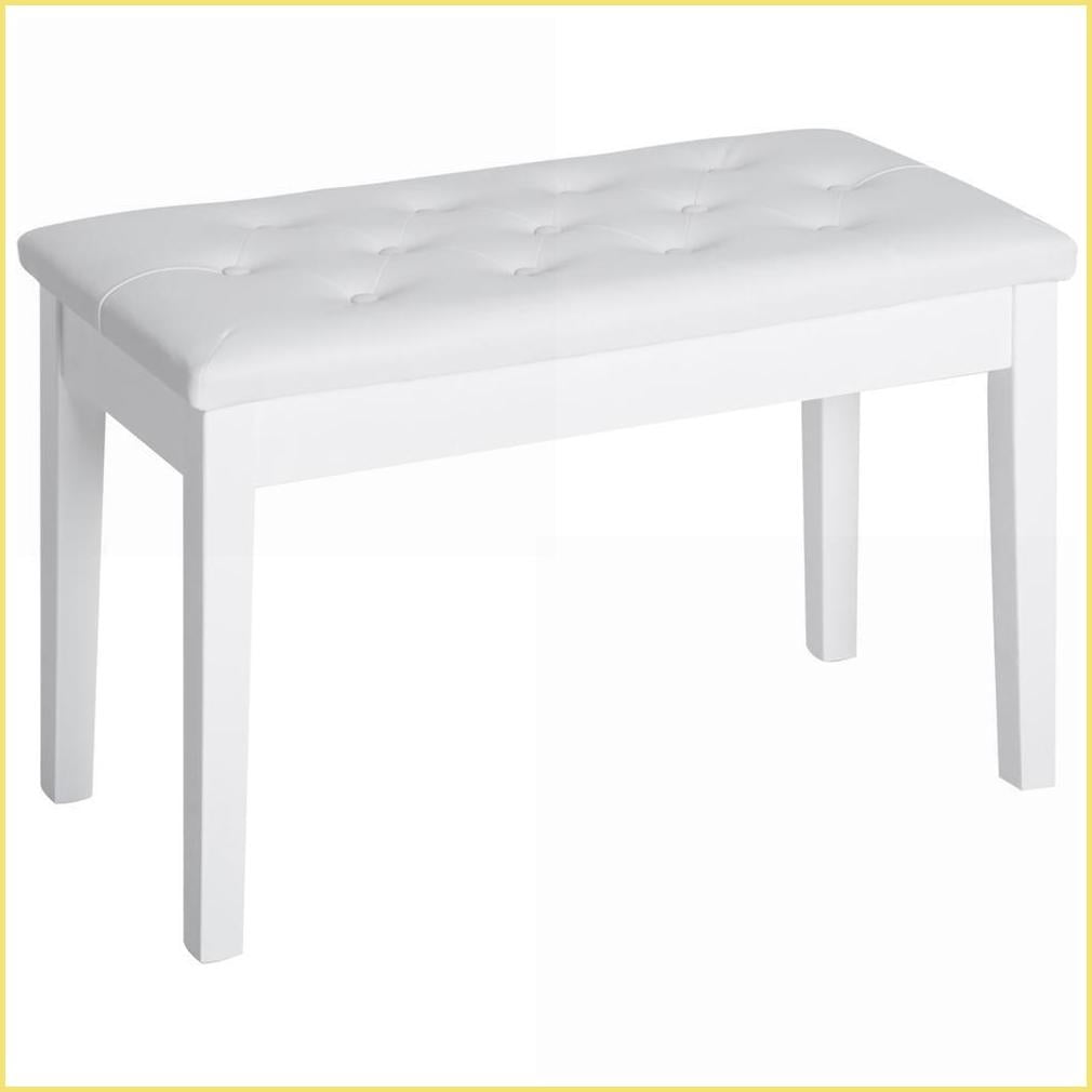 Duet Piano Bench with Faux Leather Padded Seat & Wooden Frame | White | Rubber Wood