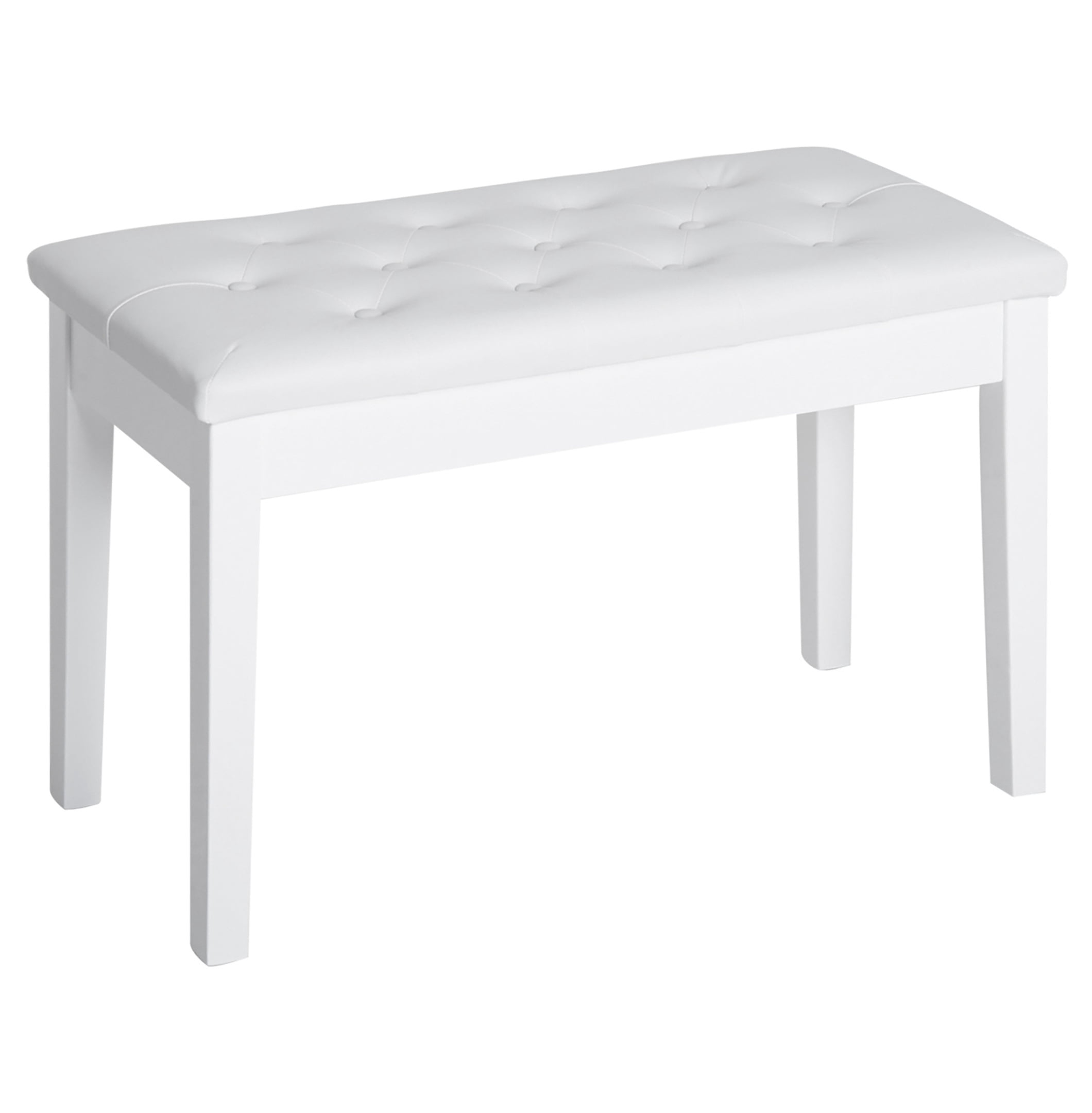 Duet Piano Bench with Faux Leather, White - Adjustable Piano Seat for 2 Pianists, Kids Lessons, Traditional Style