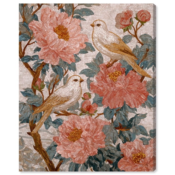 Duet of Doves Canvas Print Floral Wall Decor by Art Remedy, Gallery Wrapped, 36 x 45