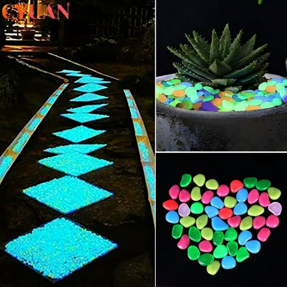 Duety 100PCS Glow in The Dark Pebbles, Glowing Rocks for Aquarium Decoration, Outdoor Decor, Garden Lawn Yard, Walkway, Fish Tank, Pathway, Driveway