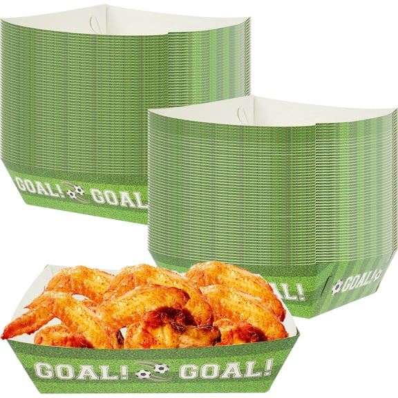 Duety 100Pcs Football Food Trays Waterproof Oil-Proof Rugby Food Plates Paper Rugby Party Supplies Multipurpose Snack Paper Serving Trays Football Party Favors for Football Party Decor 18x15.5x6cm