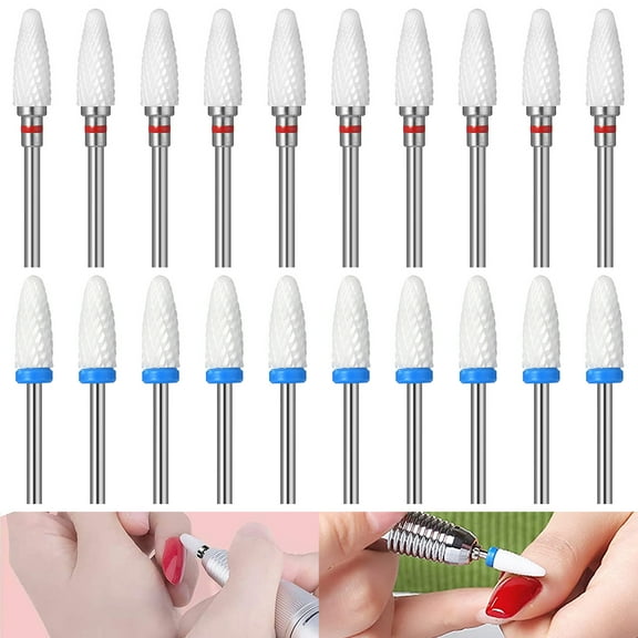 Duety 10Pcs Ceramic Nail Drill Bits Set Pedicure & Manicure Drill Bits Kit Electric Rotary Grinding File Drill Bit for Carving Polishing Sanding Drilling