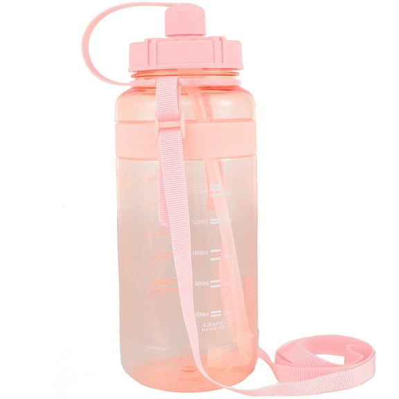 Duety 1L/2L Sports Water Bottle with Straw Motivational Water Bottle with Time Marker Leakproof Sports Water Jug BPA Free Reusable Water Bottle with Shoulder Strap Anti-Slip Water Cup