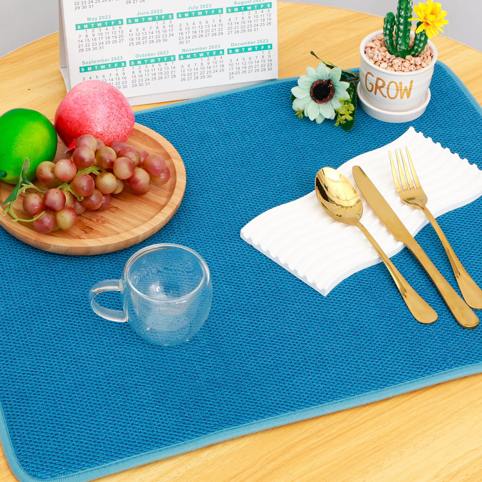 Duety 2Pcs Dish Drying Mat for Kitchen Counter 24 x 17 Inch Absorbent