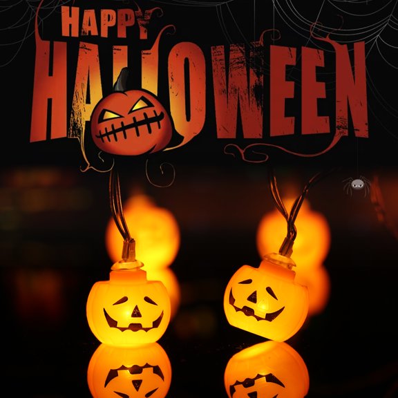 Duety 2Pcs Halloween String Lights,21LED Skeleton Pumpkin Ghost Bat Hanging Fairy String Lights Waterproof Battery Powered Halloween Decoration String Lamps for Window Courtyard