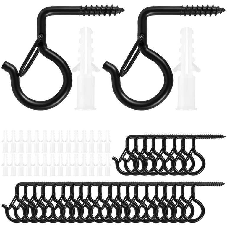 Duety 30 Pack Q-Hanger Hooks with Screw Wall Ceiling Eye Hooks Windproof  Metal Strong Screw Hooks Kit Indoor Outdoor Hanging Plants Hooks Christmas