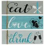 Duety 3Pcs Wooden Wall Art Signs,Farmhouse Kitchen Wall Decor Rustic Wooden Eat Drink Love Wood Sign Decorative Kitchen Signs Wall Decor Wood Wall Hanging Plaque for Home Kitchen Bedroom